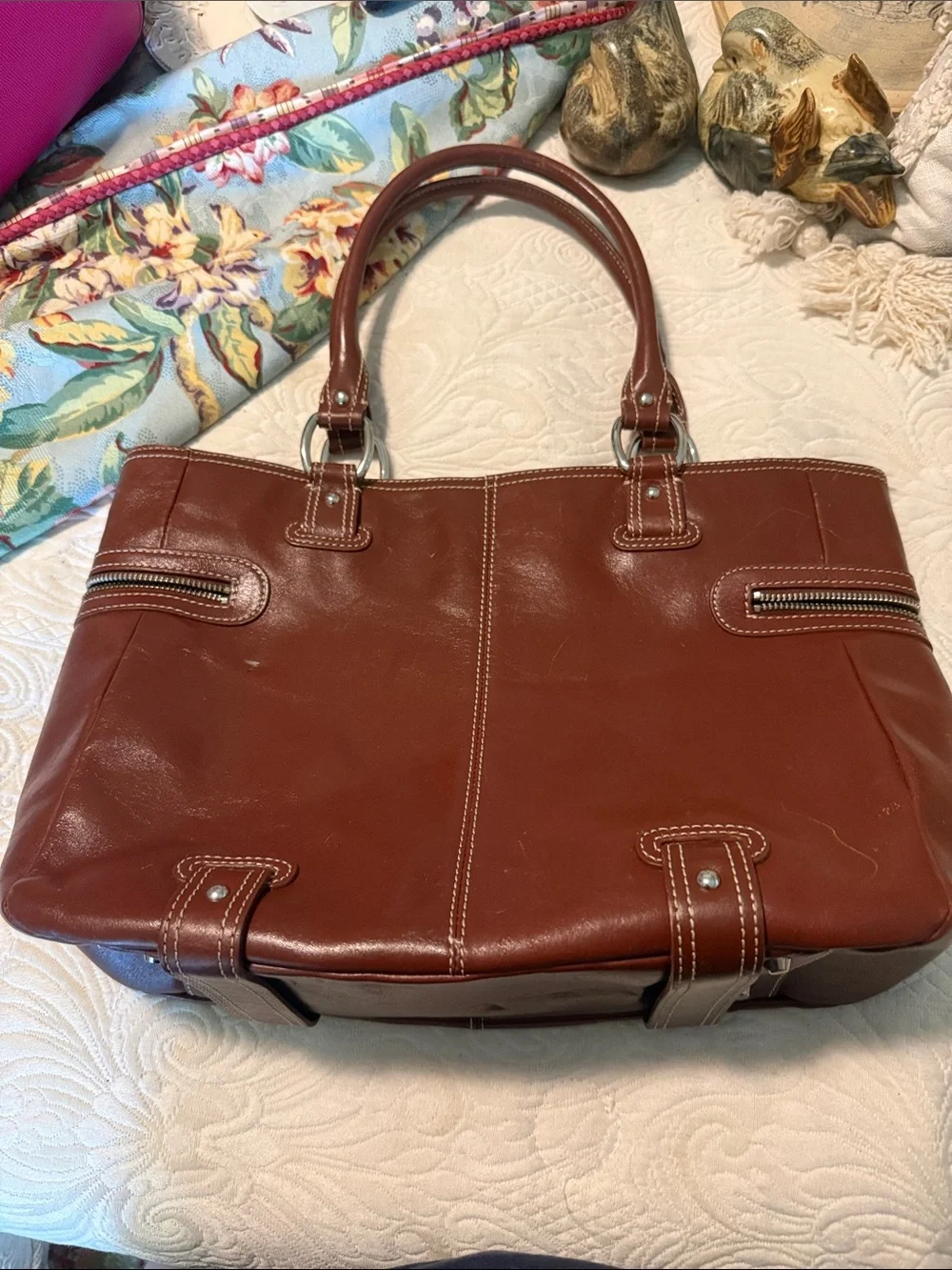 Classic Brown Leather Tote Bag - Women Bags
